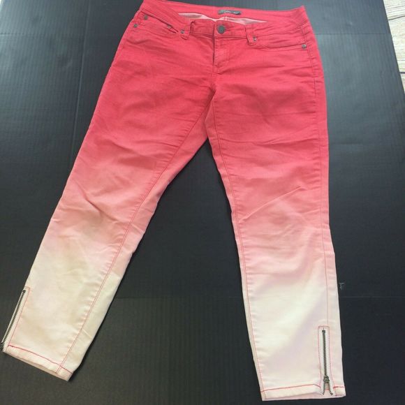 Prana Pants - prAna Ombre Red White Cropped Ankle Zip Jeans